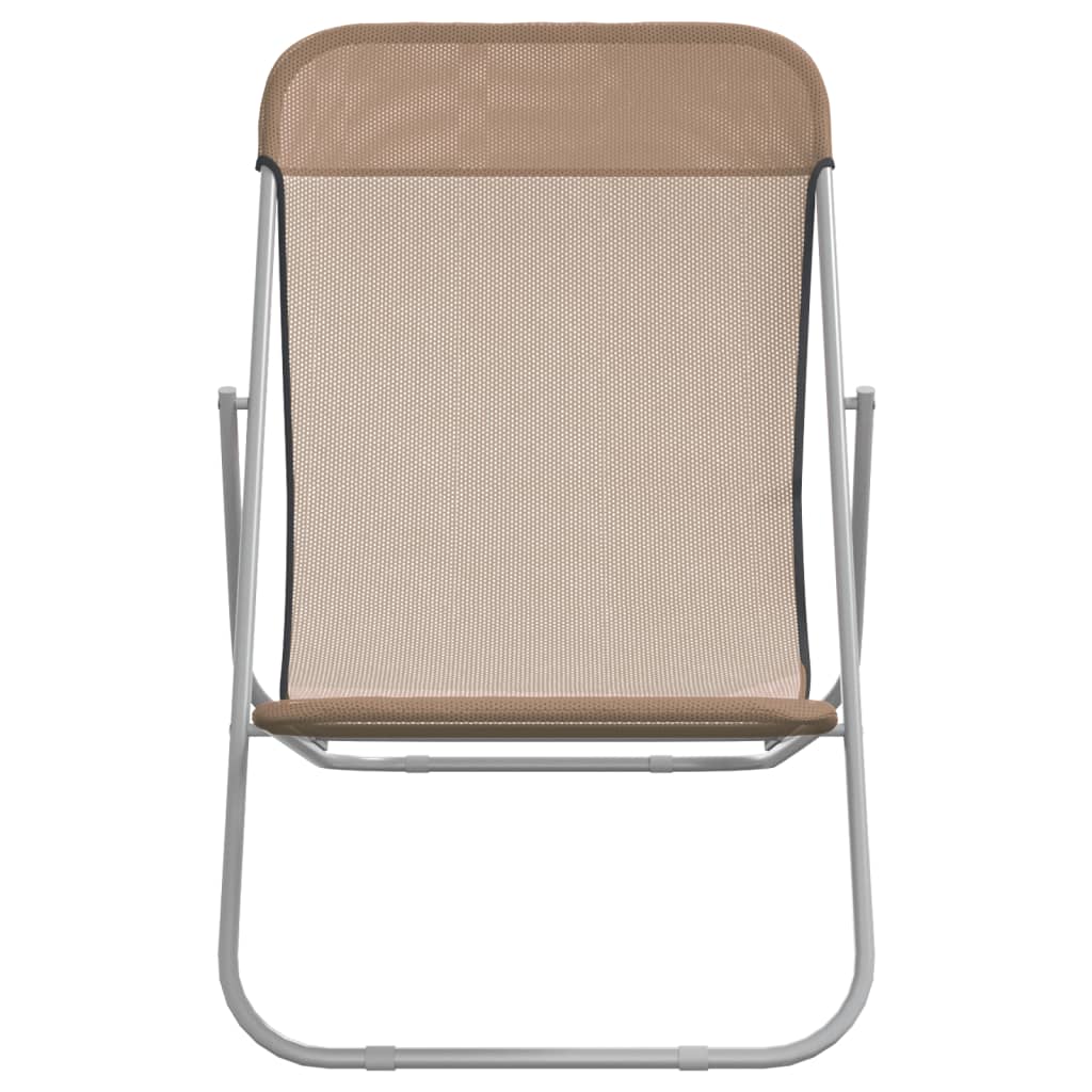 Chaises de plage pliantes 2pcs textilène acier enduit de poudre