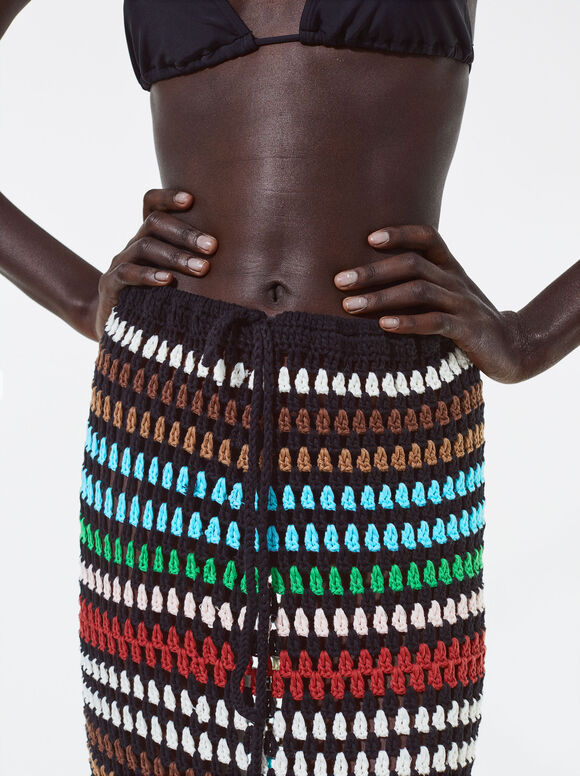 Saia midi de crochê - Multicolorida