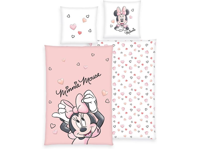 Herding Kinder Bettwäschegarnitur Minnie Mouse, 65/100 160/ Bettwäsche-Set für Kinder aus 100% Baumwolle