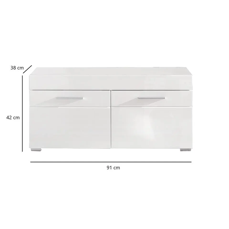 Trendteam Opbergbank Amanda - 91 x 38 x 42 cm - White High Gloss