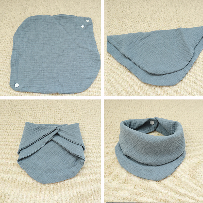 Baumwoll Baby Lätzchen Doppeltes Musselin Bandana Spucktuch mit Druckknopf - Creme