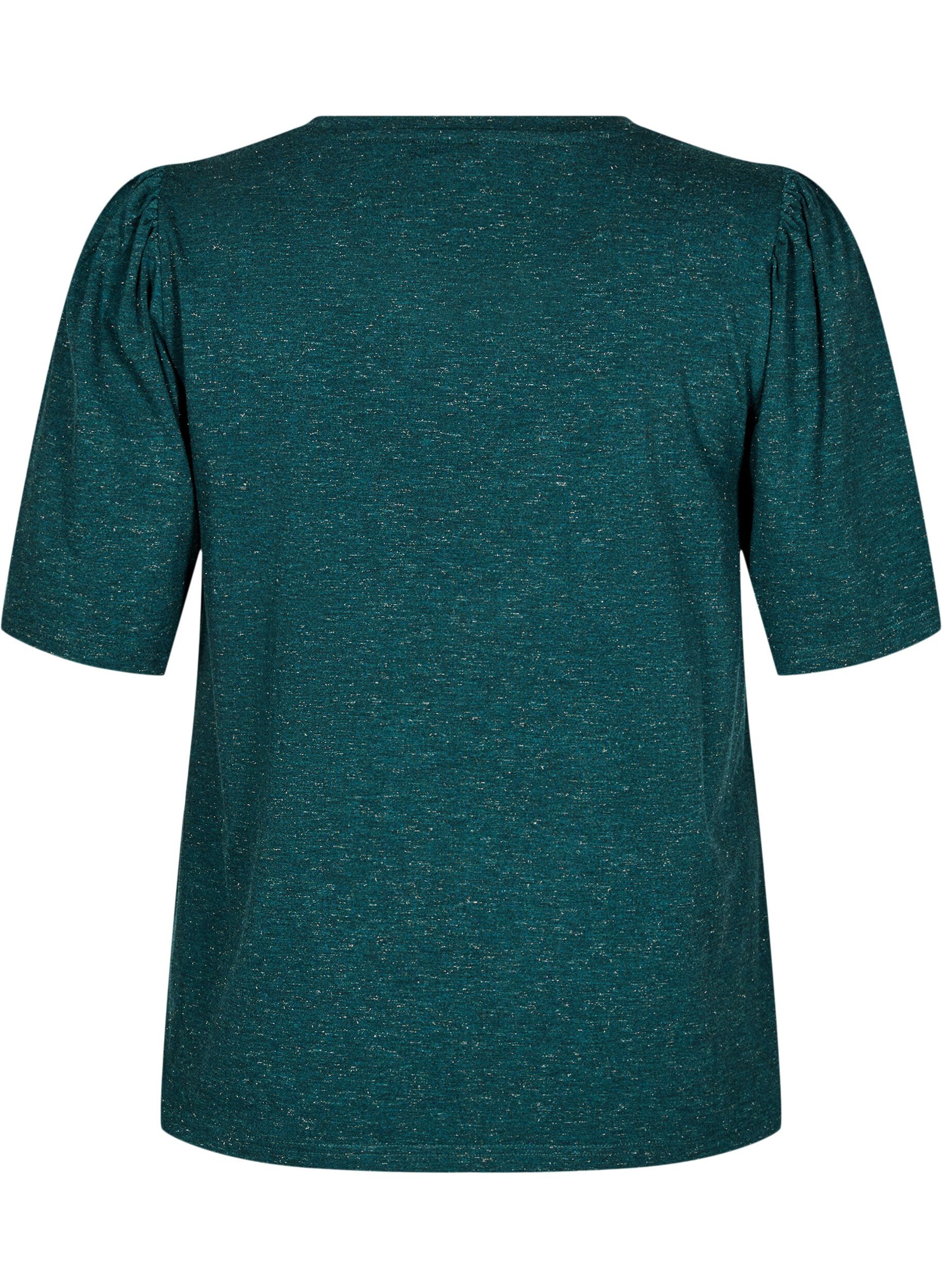 T-shirt med glitter og korte pufærmer