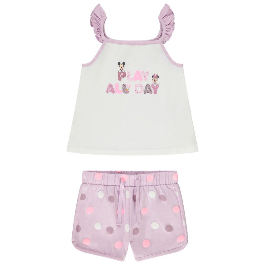 Ensemble débardeur et short Minnie Disney pour bébé fille - Ecru