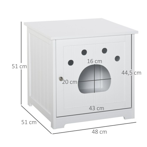 Casinha de madeira para gatos PawHut, branca