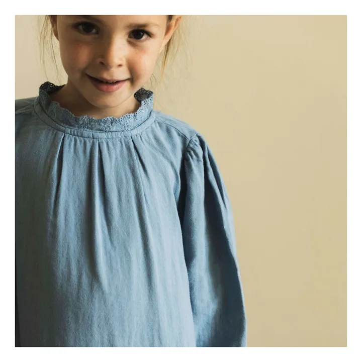 Jenest Robe Brodée Bella | Bleu gris