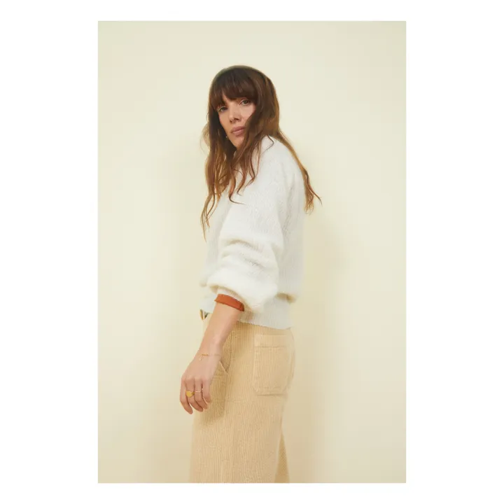 SMALLABLE BASICS Pull Femme Col Rond Alpaga | Blanc cassé