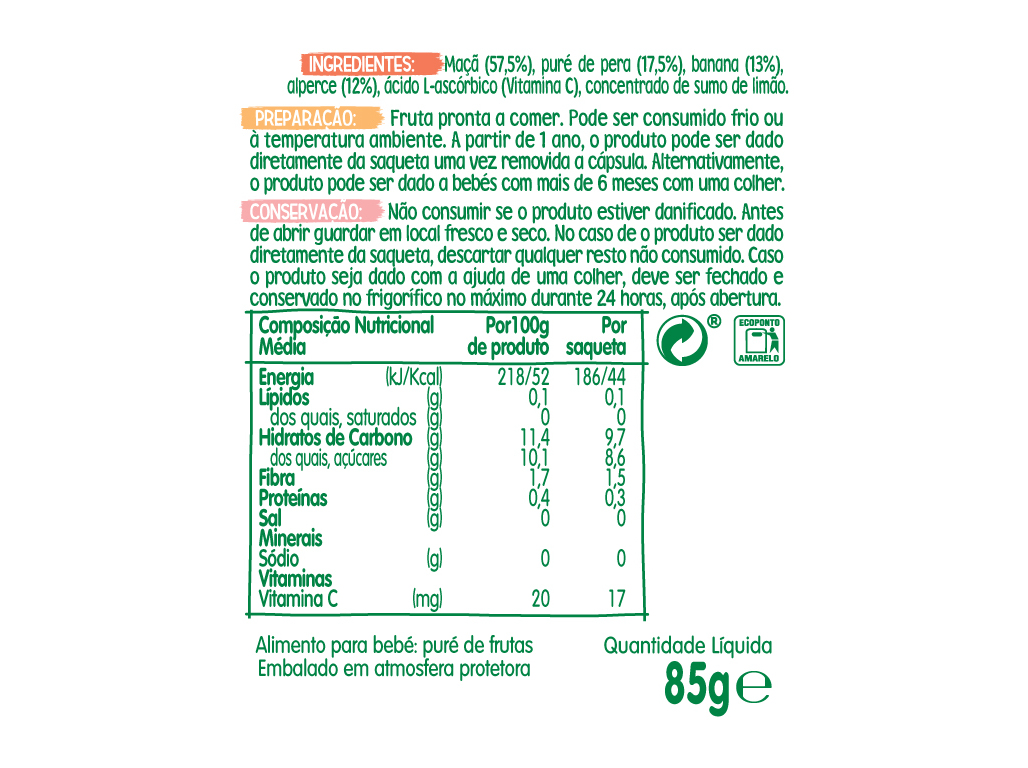 SOBREMESA BLEDINA FRUTOS VARIADAS SAQUETAS 85G