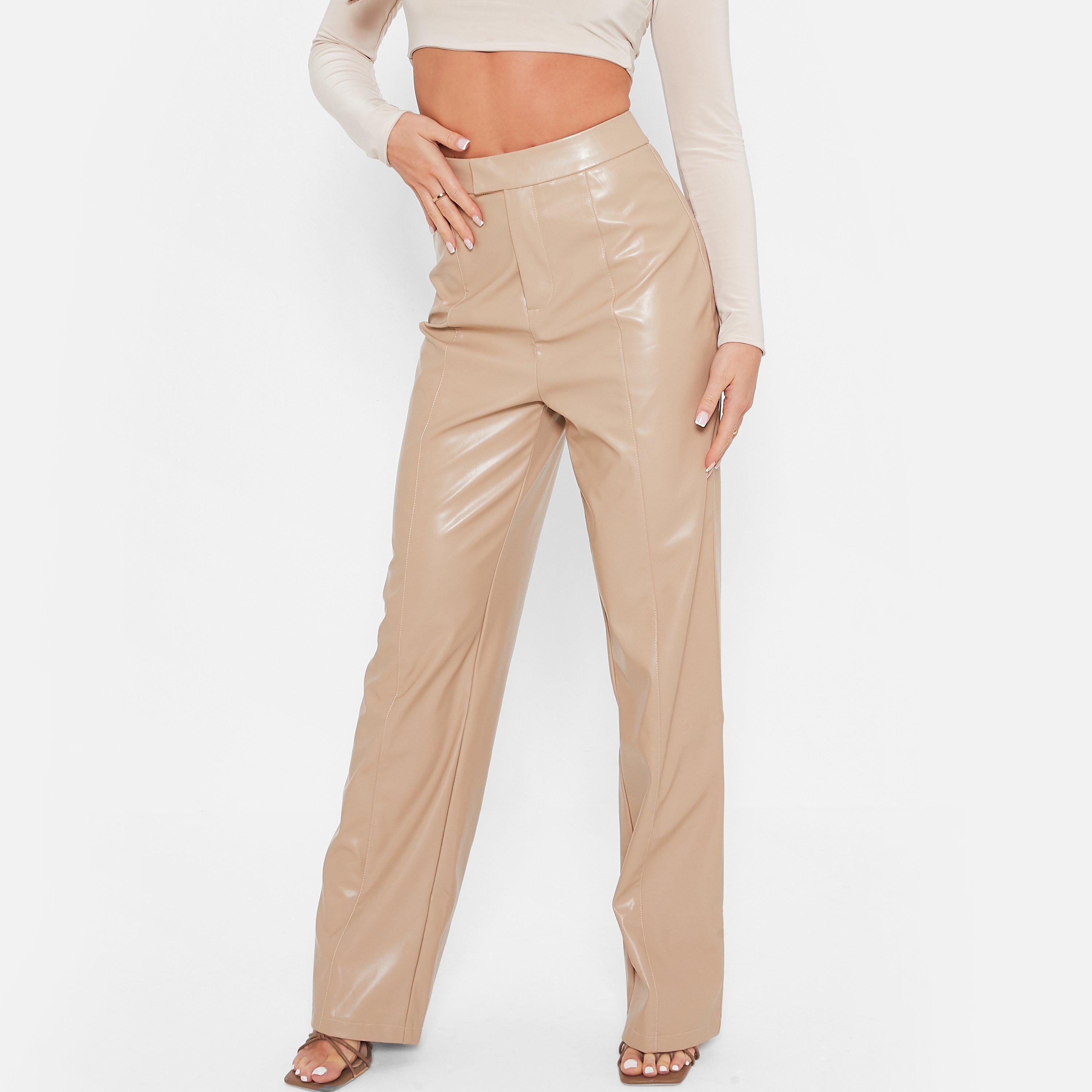 I Saw It First ISAWITFIRST Pintuck Faux Leather Wide Leg Trousers