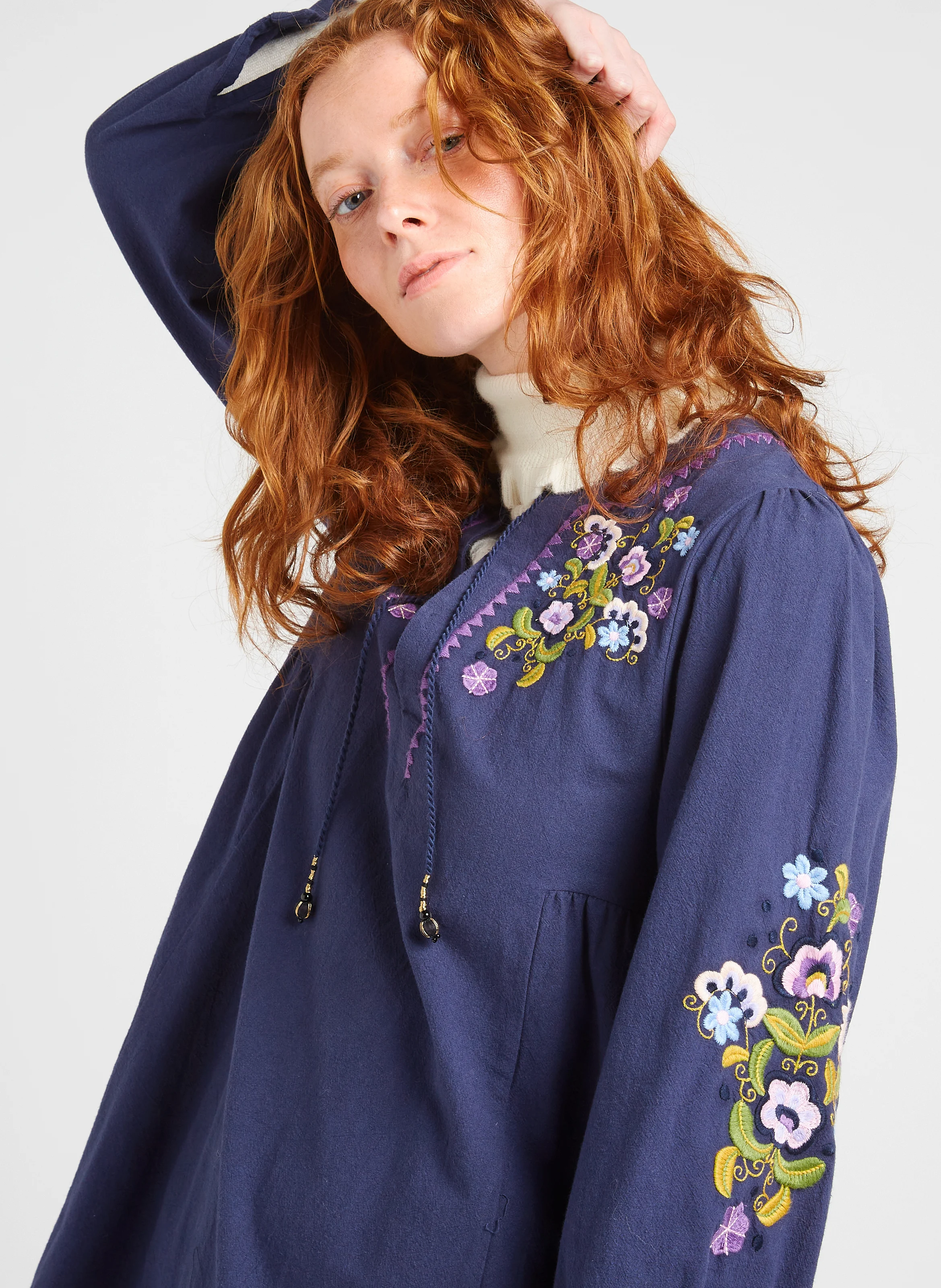 HAIM - Robe courte col tunisien en coton bio | Bleu