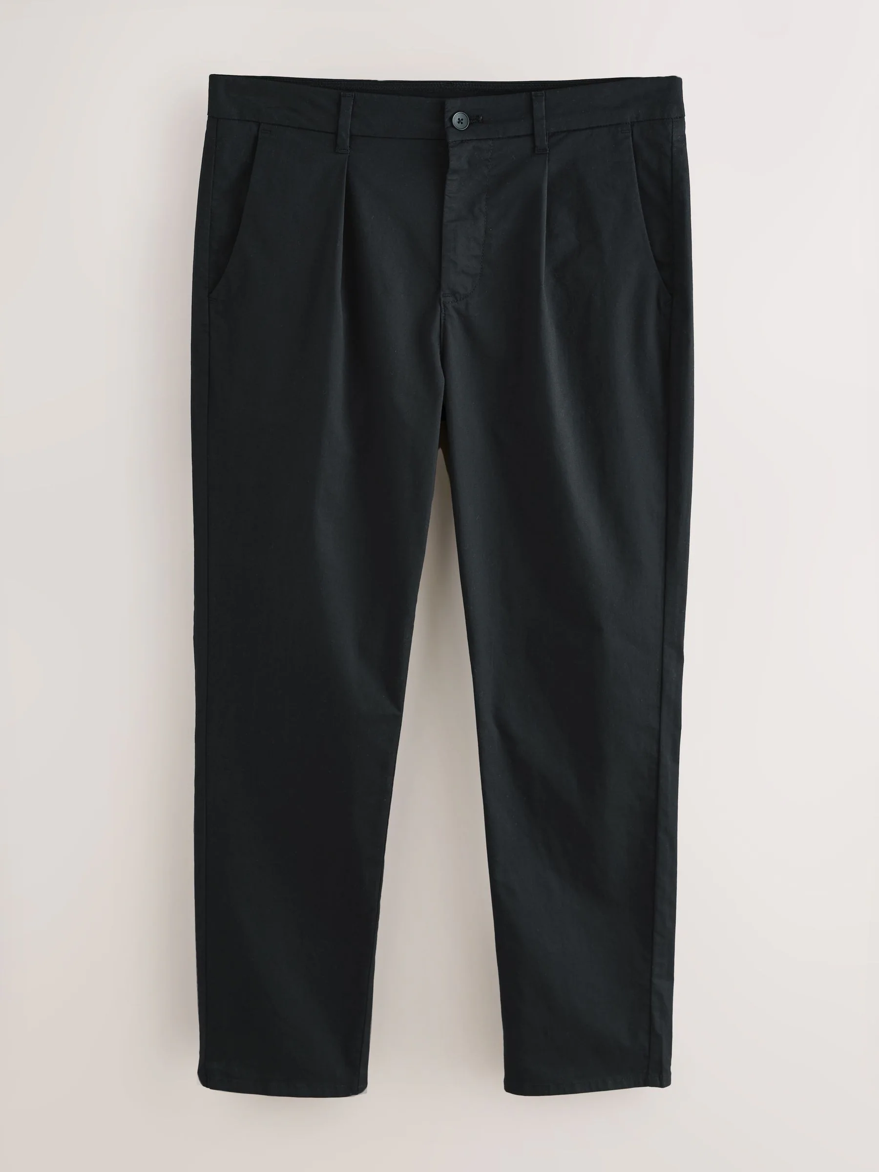 Zwart - Lichtgewicht geplooide stretch chinobroek