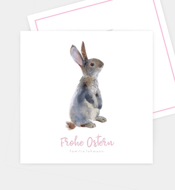 Grußkarte Hase, Postkarte quadratisch (145 x 145mm)