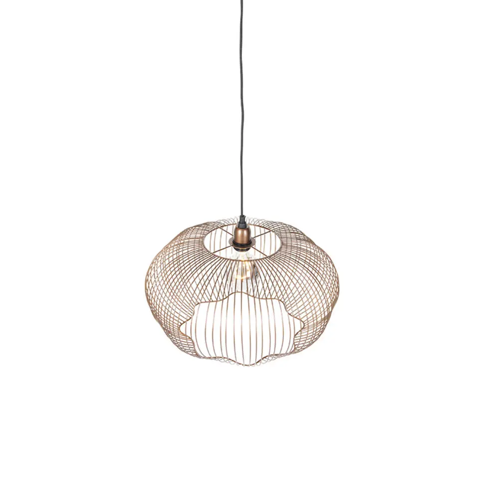 Qazqa hanglampen finn bruin e27