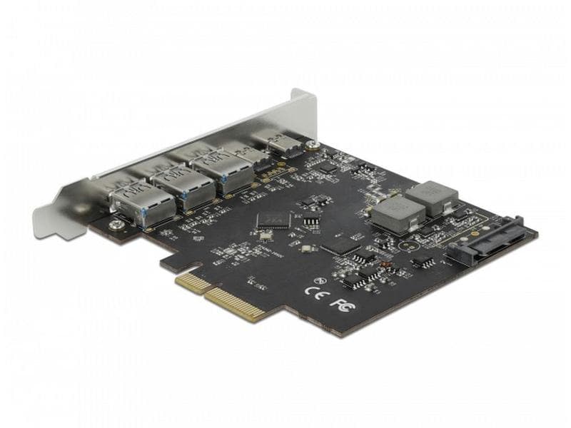 Delock PCI-Express-Karte USB 3.1 Gen2 - 2x USB-C   3x USB-A PCIe-Schnittstellenkarte mit fünf USB-3.1-Anschlüssen (Typ-C und Typ-A)