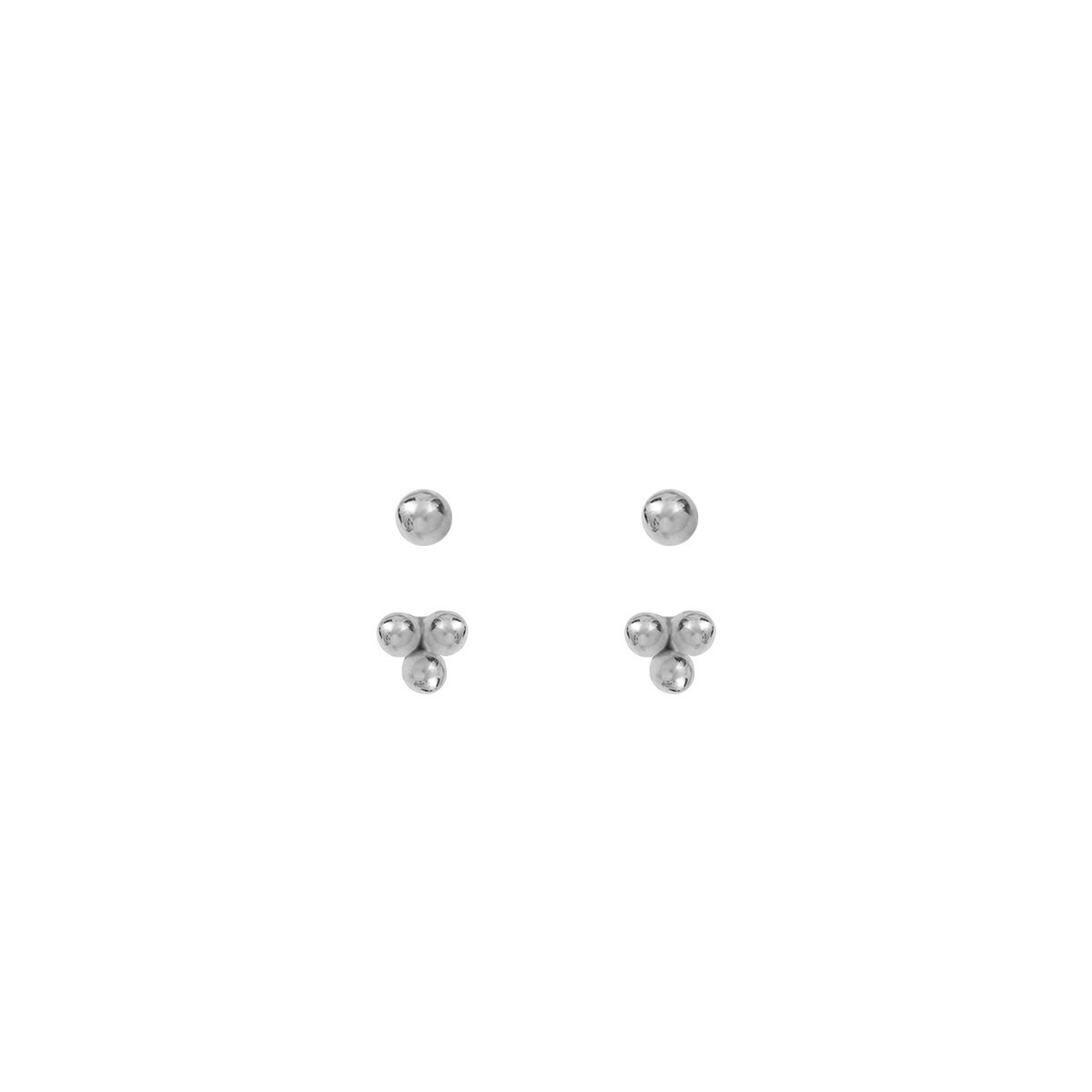 Puces dessous d'oreilles 3 perles en argent CHLOE