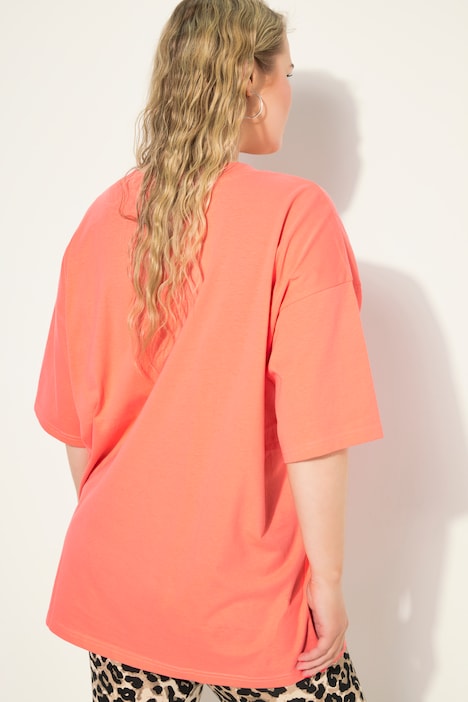 T-Shirt, oversized, Schrift Print, Rundhals, Halbarm