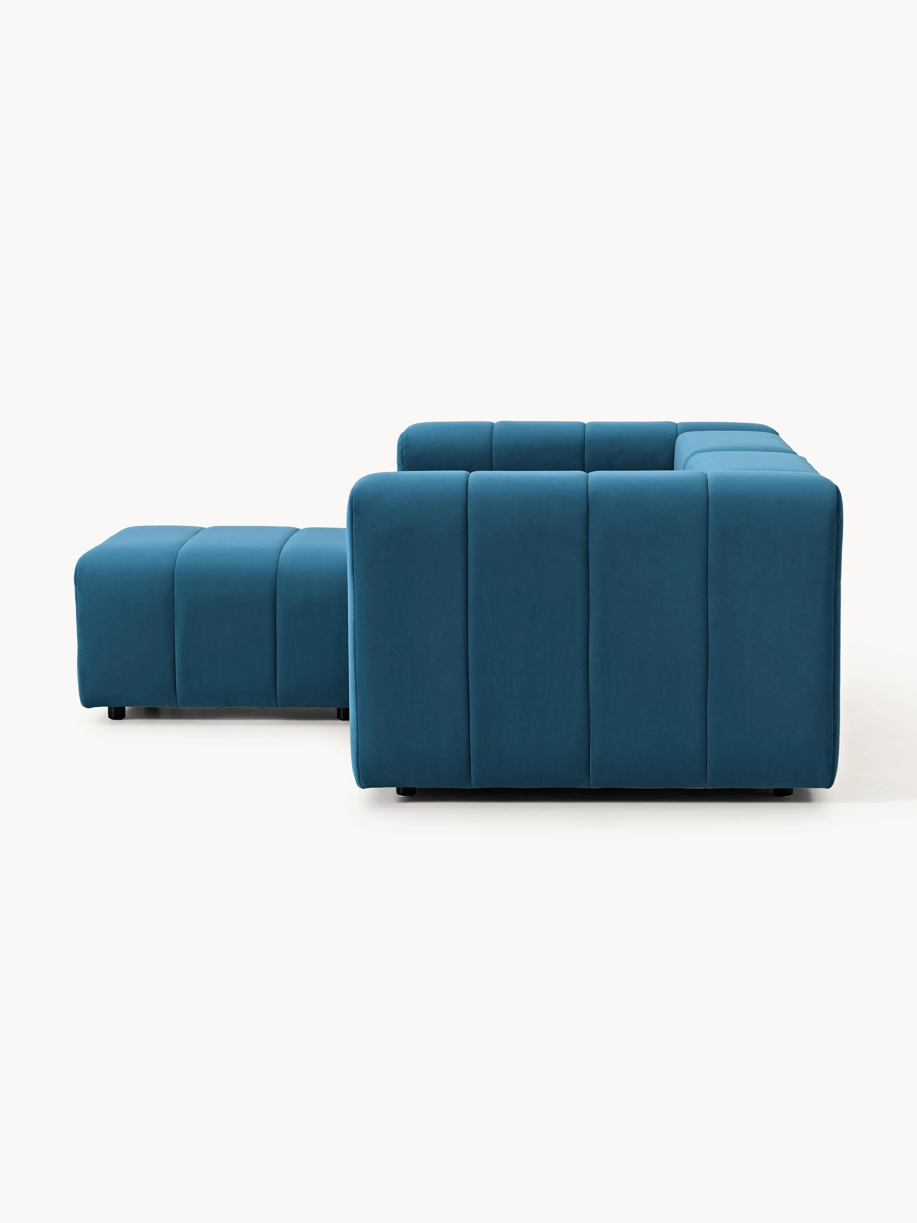 Fluwelen modulaire bank Lena (3-zits) met poef (links/rechts)