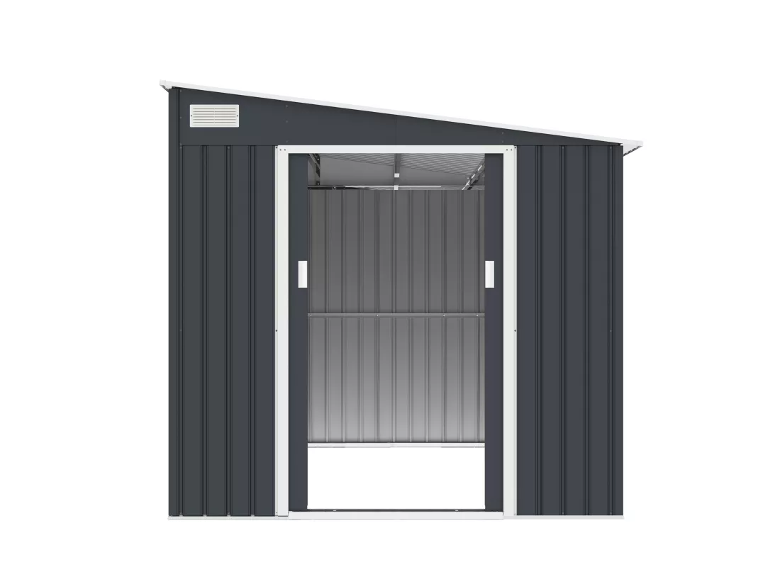 Abri de jardin métal adossé en acier galvanisé anthracite 5,49 m² - DAUSTIN