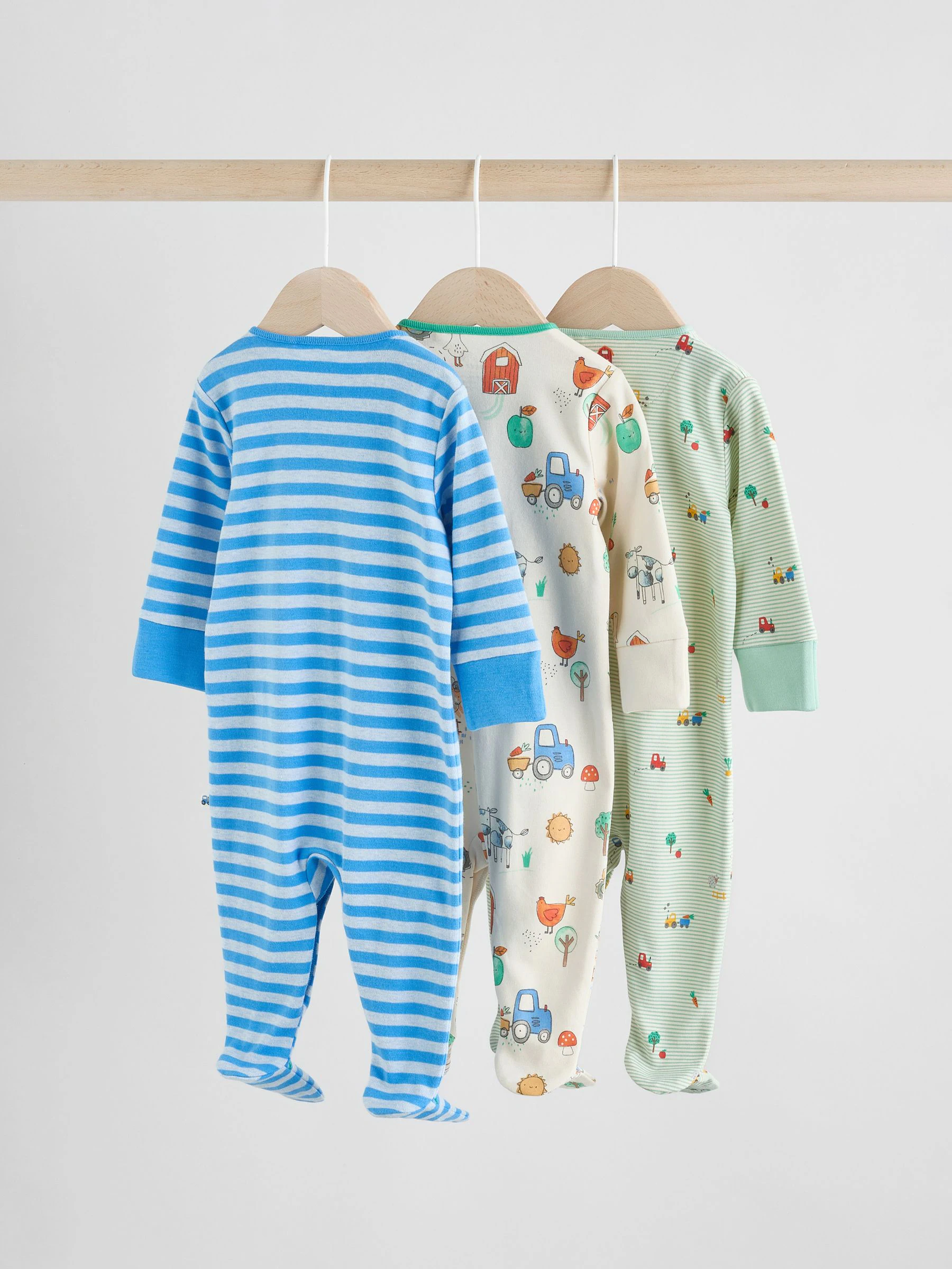 Blauw - Geborduurde babypyjama's 3 stuks (0-2jaar)