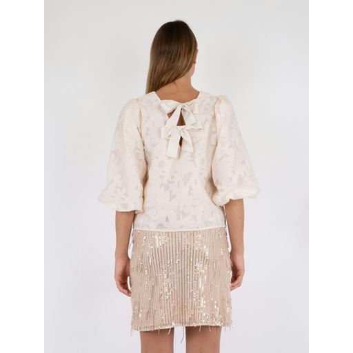 Neo Noir Lorraine Brocade Bluse, Ivory, 40