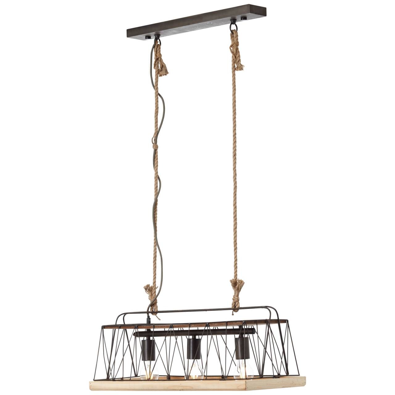 Brilliant Pendelleuchte »Narcy« E27 1 Stk. Hängelampe 3flg burned steel/holz