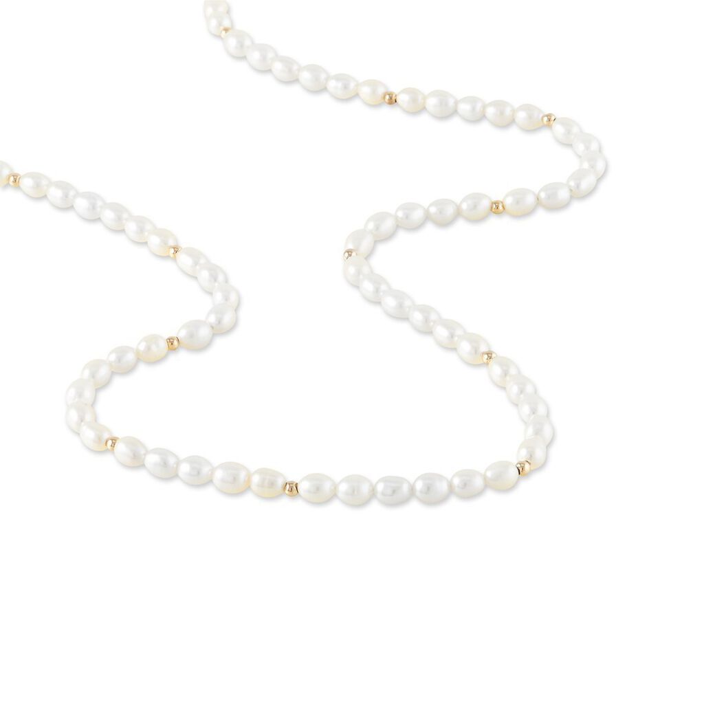 Collier Billes Or Jaune Perle De Culture