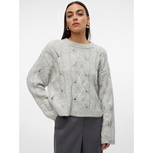 Vero Moda Lina Striktrøje, Light Grey Melange, S