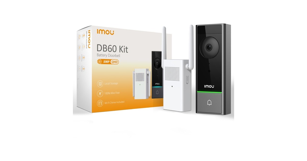 ImouDB60 Kit deurbel  (Incl. DS21 | 5MP | Werkt op accu | IP65 weerbestendig | Persoonsdetectie )