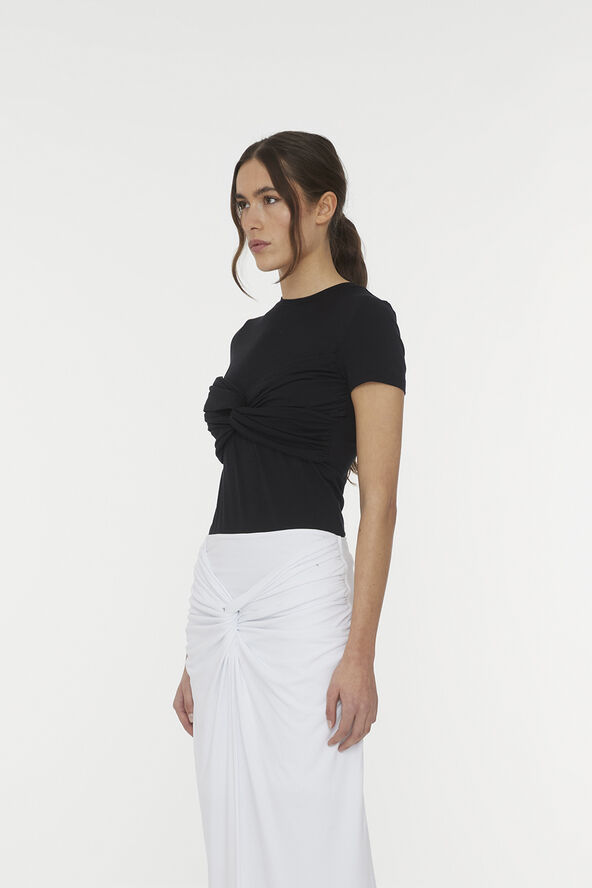 ROTATE Birger Christensen FITTED TWISTED T-SHIRT Black