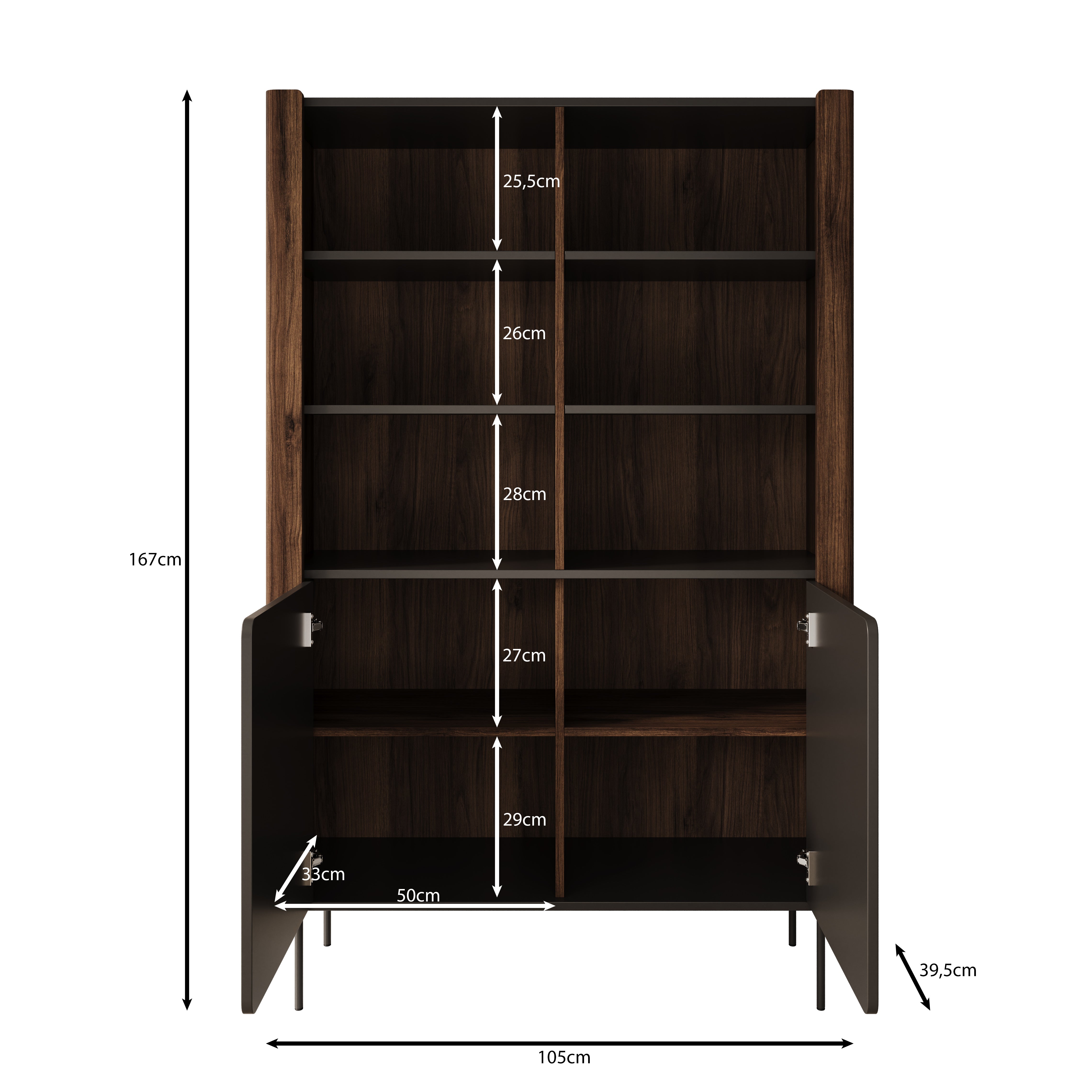 Lux - Boekenkast - Zwart - 105x40x167 cm