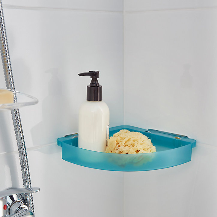 Panier d'angle de bain/douche à suspendre GoodHome Koros en polypropylène coloris bleu