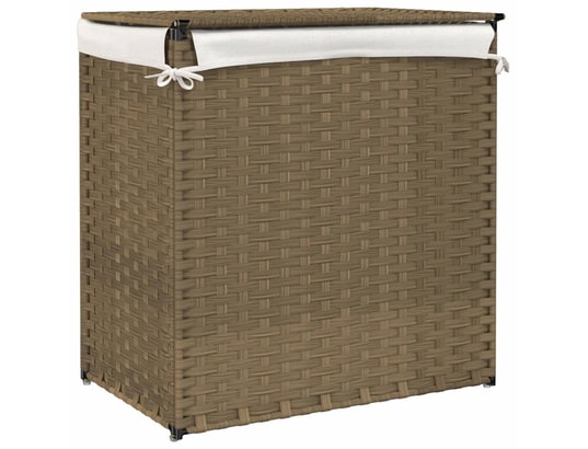 VIDAXL - Panier à linge avec 2 sections 53x35x57 cm résine tressée
