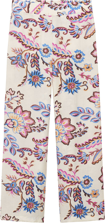 MANGO Floral print straight trousers Light beige