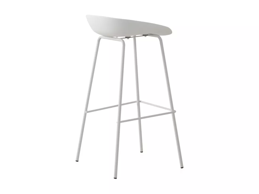 Lot de 2 tabourets en polypropylène blanc avec pieds en métal