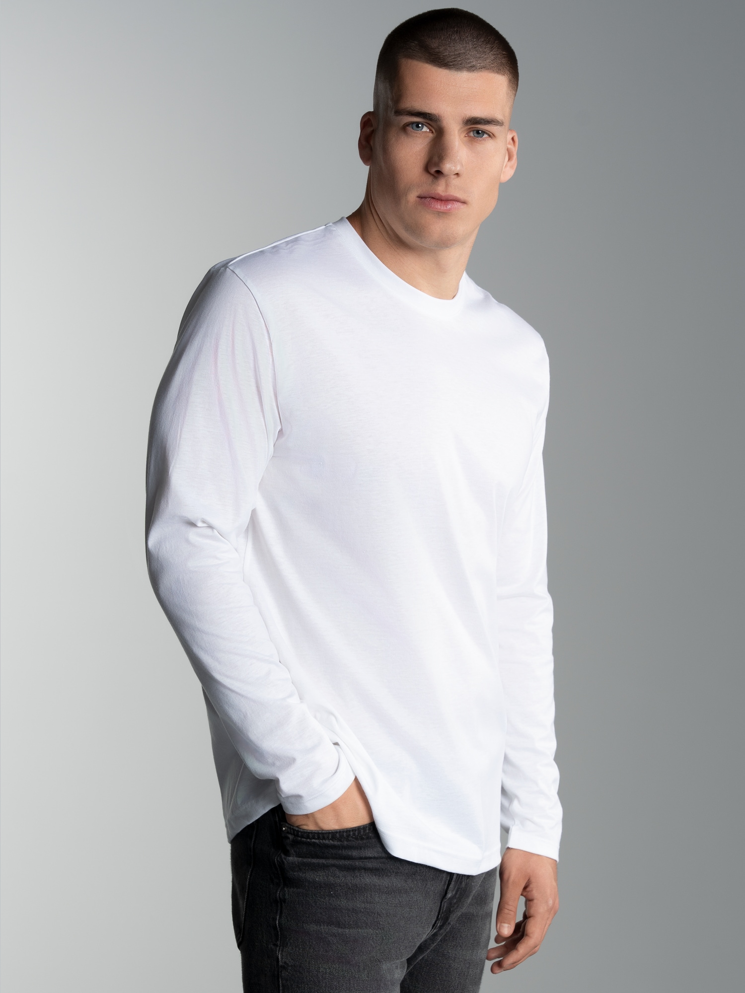 Langarmshirt aus 100% Baumwolle Weiss