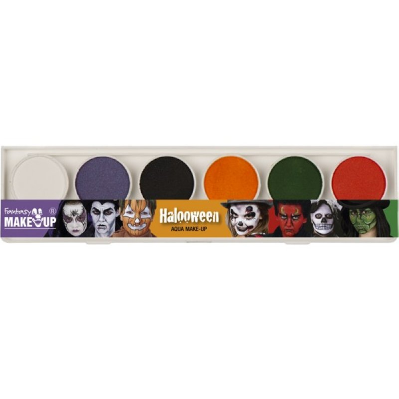 (6er Set) Aqua Malkasten Fasnachts Kostüm Zubehör Motto Party Gesichts Schminkfarben Halloween Requisite - Bunt / Style 1