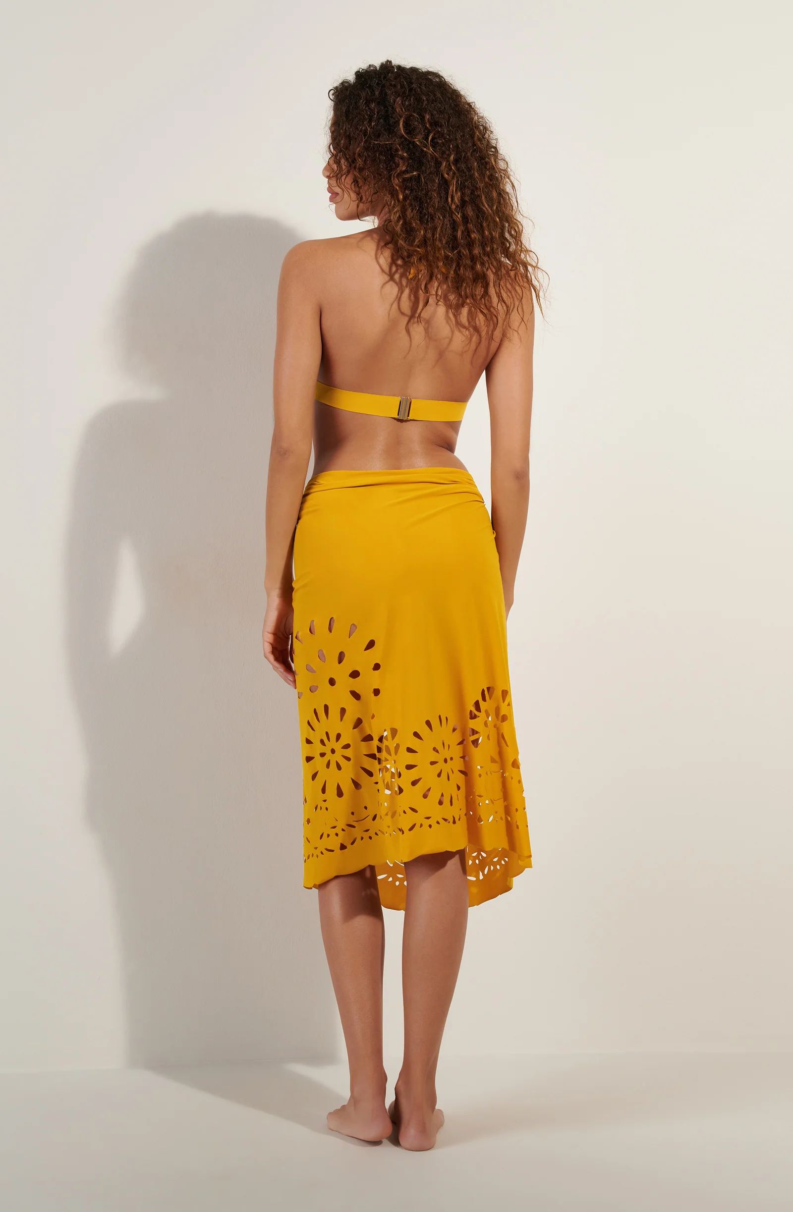 keya Long paréo ocre à motifs rosaces Ocre