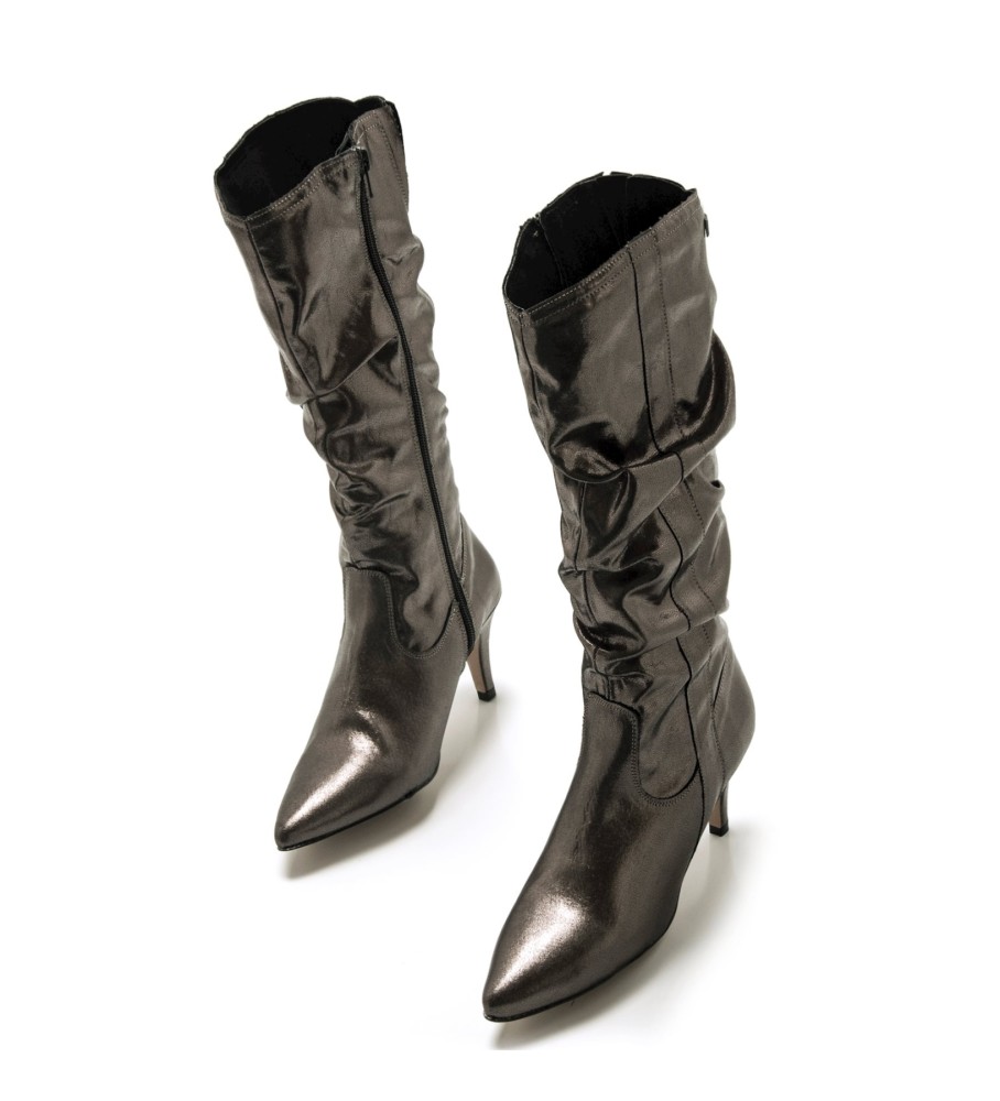 Botas Mustang Chantal Prateadas - Altura do Salto 8cm -