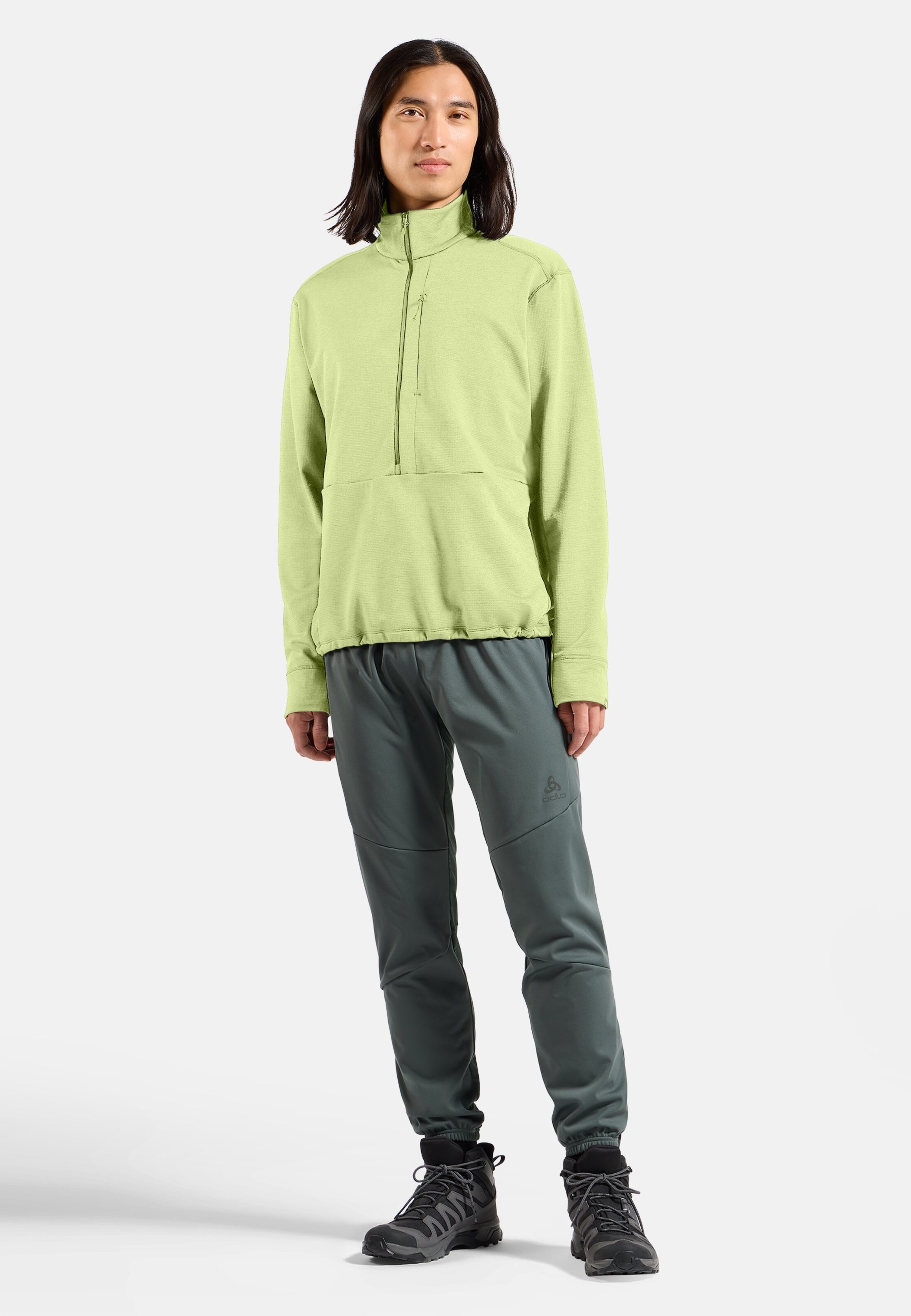 Essentials Multisport Mid Layer aus Grid-Fleece mit Halbreissverschluss in shadow lime melange