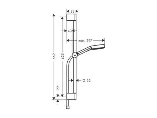 Set de douche 105 3jet Relaxation avec barre C 65 cm noir mat Hansgrohe Pulsify Select
