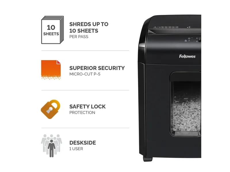 Fellowes Powershred 10M - Finskæremaskine - mikro-shred - 2 x 12 mm - P-5