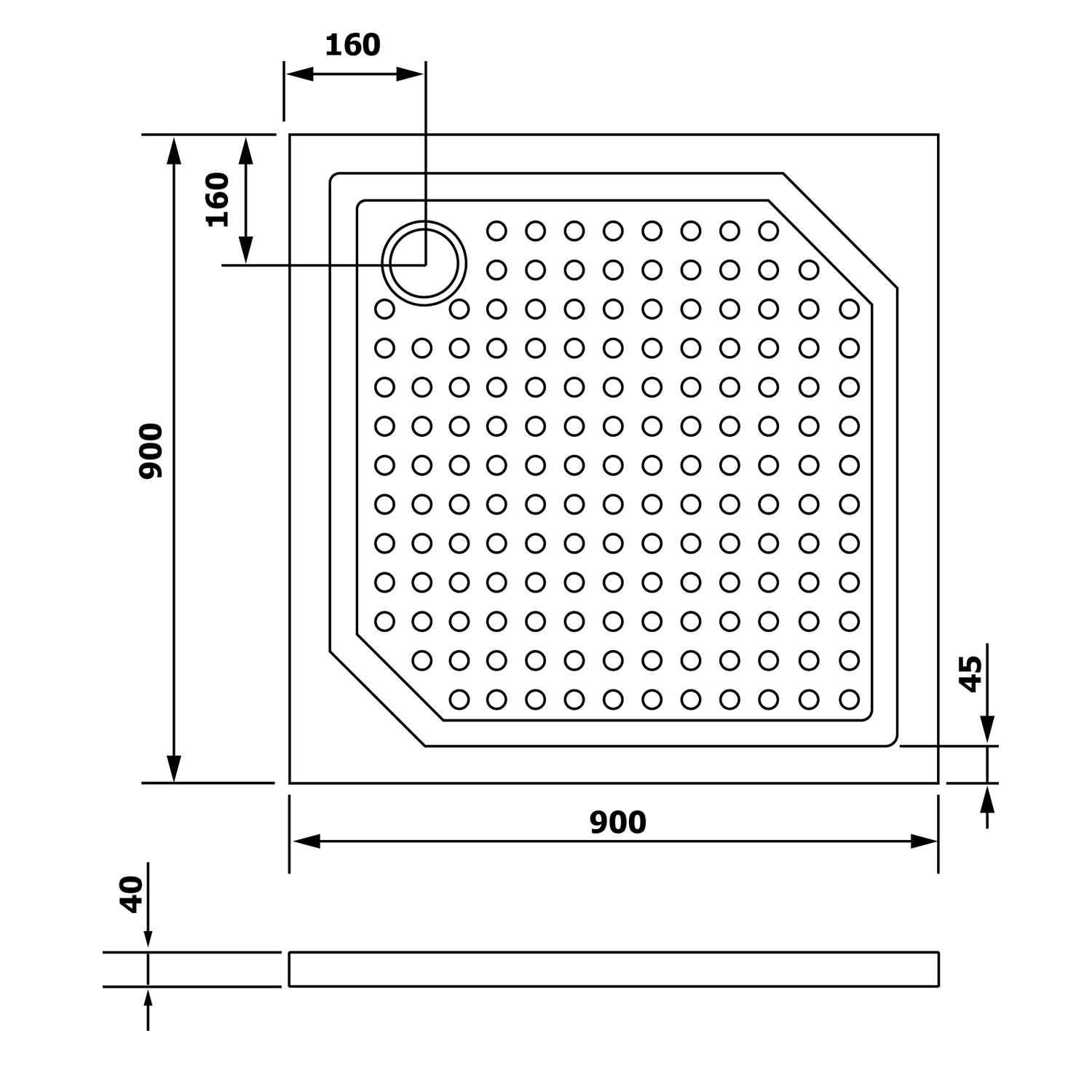 Gelco Aneta vierkante douchebak 90x90x4cm wit