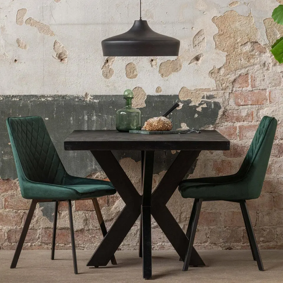Mangohoutonline - Eettafel Memphis Black 140x90cm Rechthoekig - Zwart - Mahom