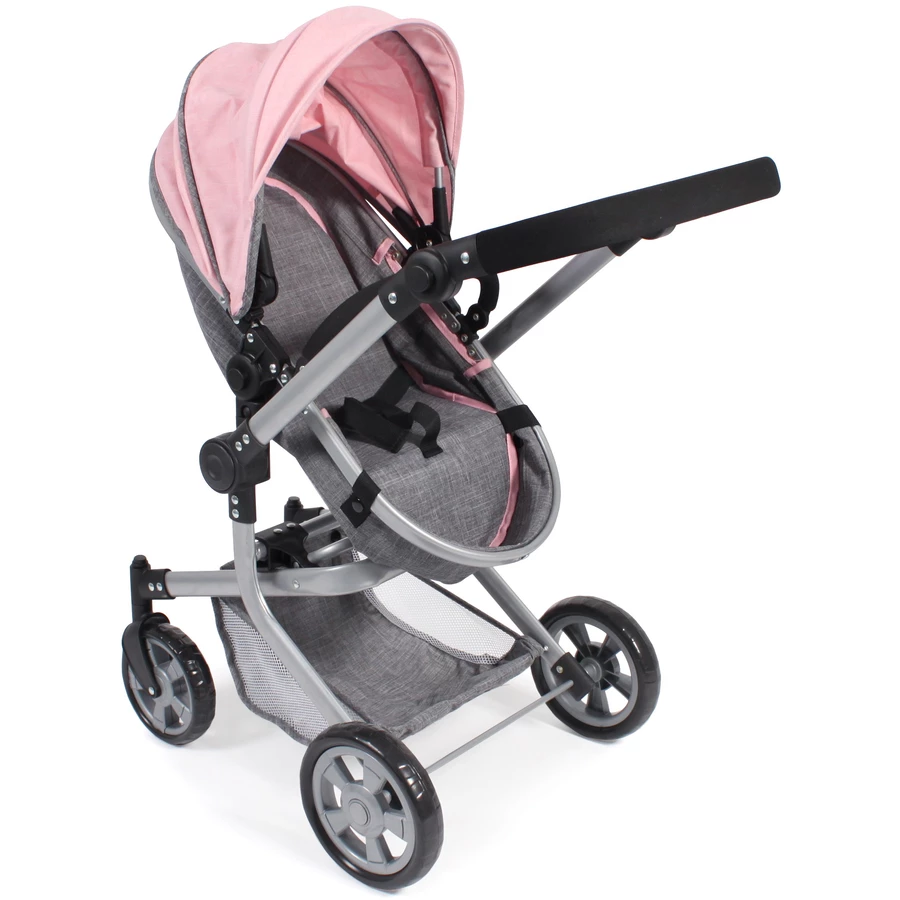 BAYER CHIC 2000 Kombi-Puppenwagen MIKA Melange grau-rosa