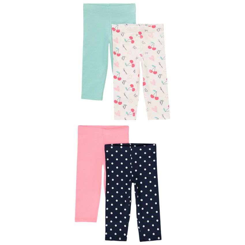Lot de 4 corsaires en jersey pour bébé fille - Rose
