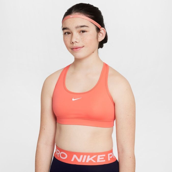 Nike Junior BH Dri-FIT Swoosh Sports Bra Orange