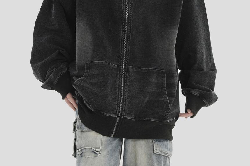 Banash - Matching gewassen denim jack met capuchon en rits