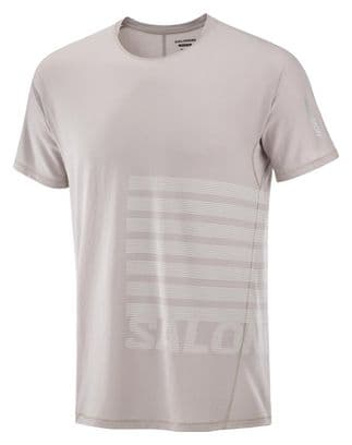 Maillot manches courtes Salomon Sense Aero Graphic Beige/Blanc Homme