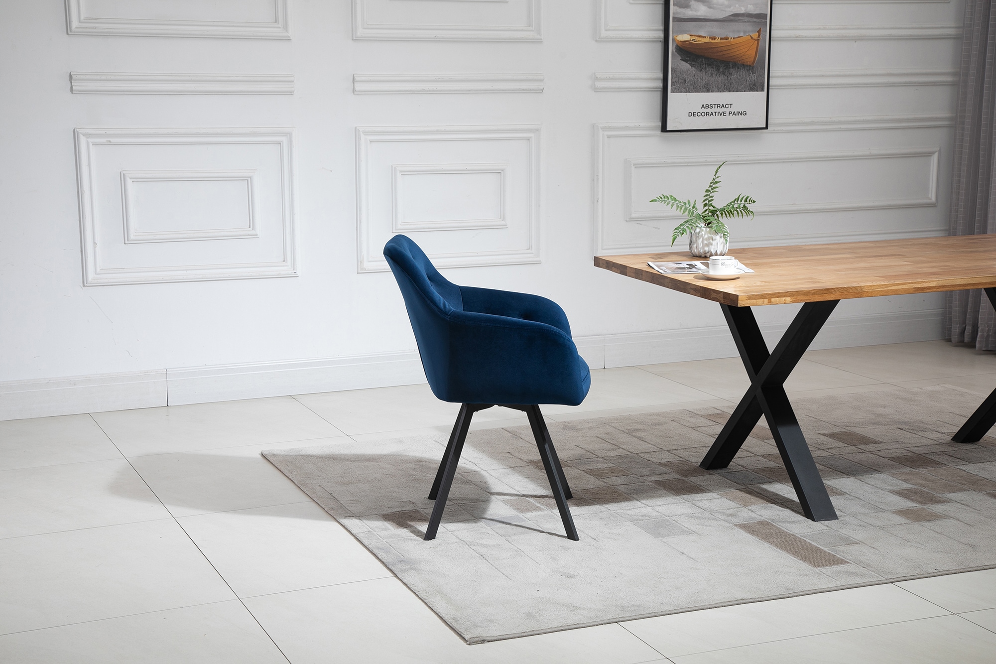 SalesFever Essgruppe »Stilvolle Essgruppe« Set, 5 Stk. tlg. 5-teilige Sitzgruppe mit 360° Drehplatte und echter Baumkante
