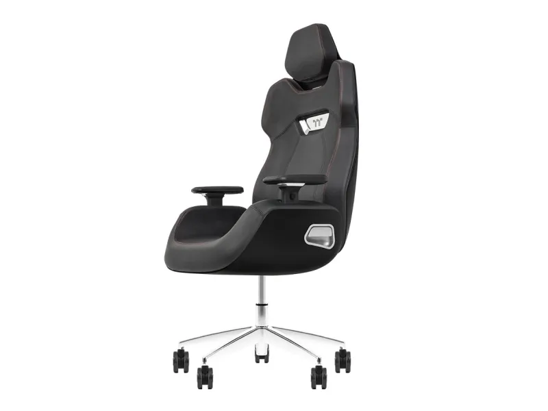 Thermaltake ARGENT E700 - Stol - ergonomisk - høj ryg - armstøtter - T-formet - vippe - drejeled - aluminiumlegering, perforeret læder, højdensistets støbt skum - stormsort