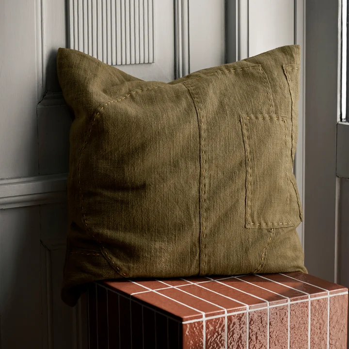 Ferm Living - Darn Kissen, 50 x 50 cm, blaugrau